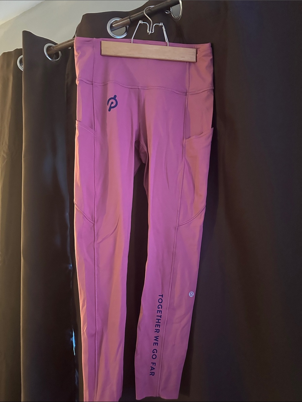 Lululemon x Peloton Pink fast and free 7/8 Leggings with Side Pockets size 8
